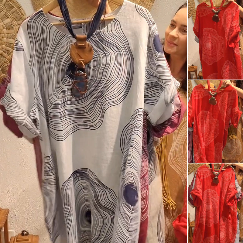 Női mintás V-nyakú ruha