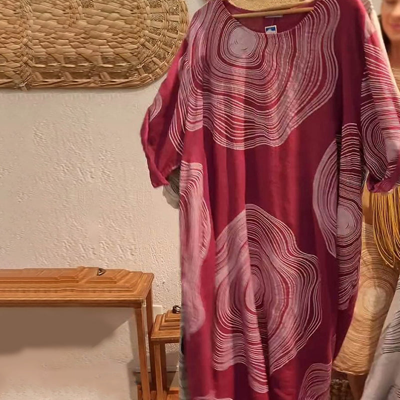 Női mintás V-nyakú ruha