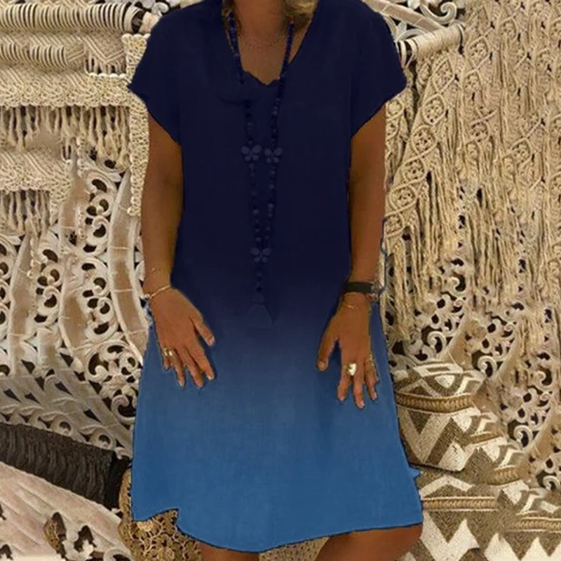 💃V-nyakú, lezser, rövid ujjú ruha