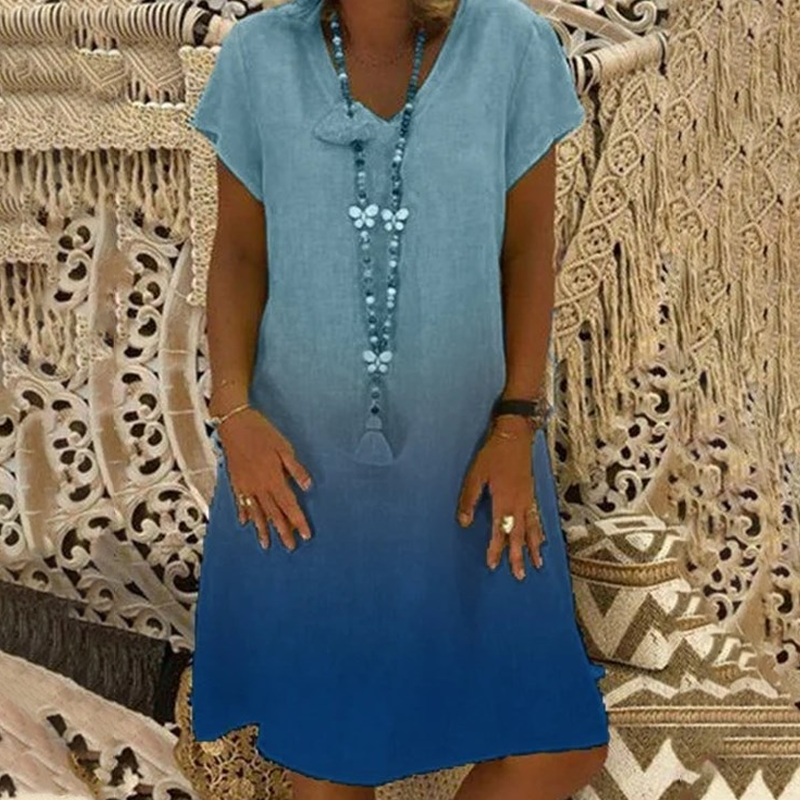 💃V-nyakú, lezser, rövid ujjú ruha