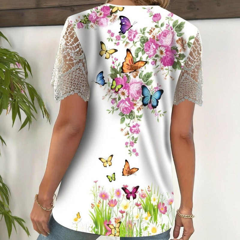 Nyomott csipke rövid ujjakkal