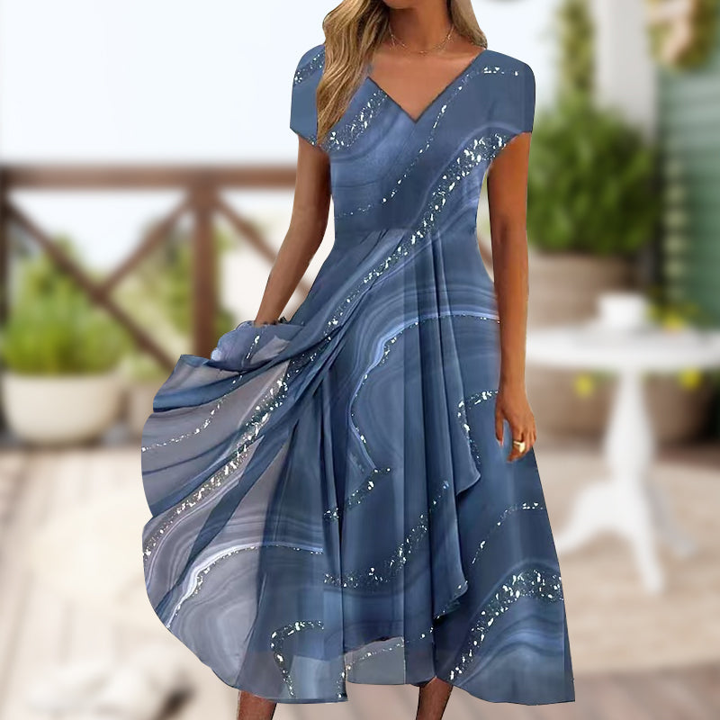 🎀 Lengő maxi ruha V-nyakkal