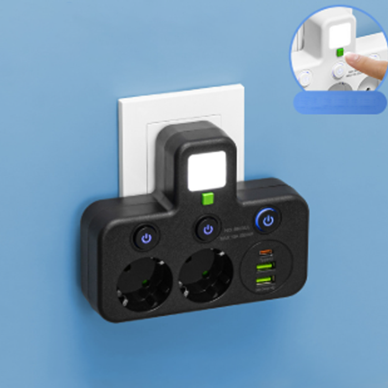 ⚡Okos tápkábeles kiegészítő USB-portokkal (EU dugó)