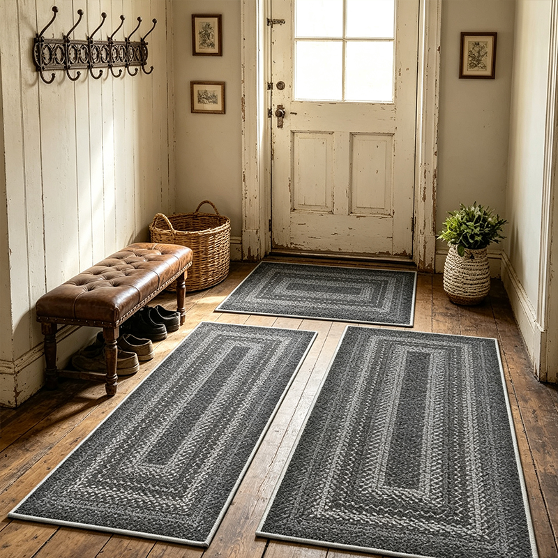 🏠 50% kedvezmény🧵Elegáns szőtt futószőnyeg – Poliészter – Csúszásmentes – Gyorsan nedvszívó 🚪