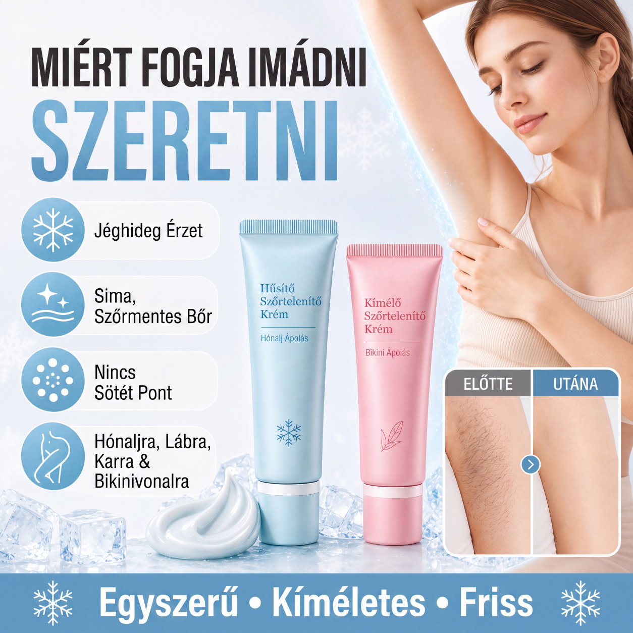 🧴🌸 Kíméletes szőrtelenítő krém – néhány perc alatt bársonyosan sima bőr!✨