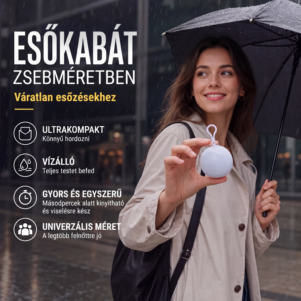 🌧️ Hordozható, egyszer használatos esőkabát – könnyű és hordozható kialakítás🏕️